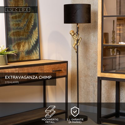 Lucide EXTRAVAGANZA CHIMP - Stehlampe - Ø 35 cm - 1xE27 - Schwarz